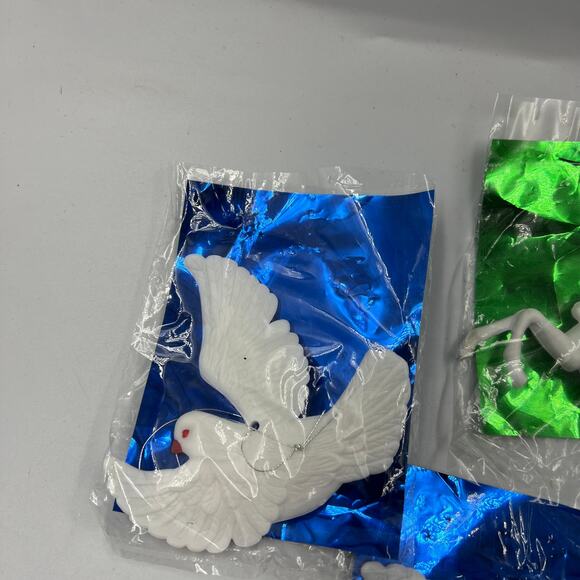 Vtg 8 Kurt Adler Santa's World Turtle Doves & Reindeer Ornaments Hong Kong NOS - Picture 8 of 9